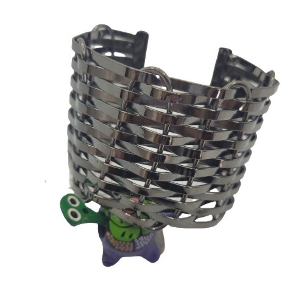 Women's Chainmail Style Metal Cuff Wide Bracelet, #4